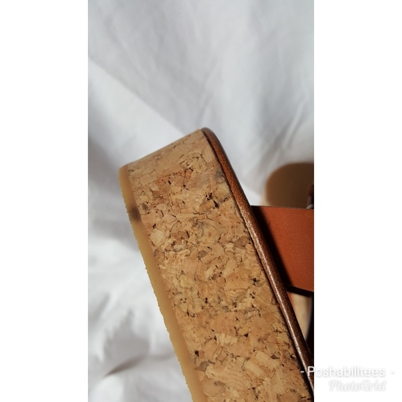 18kt Milano camel leather cork platform Italian summer sandals - Picture 5 of 7